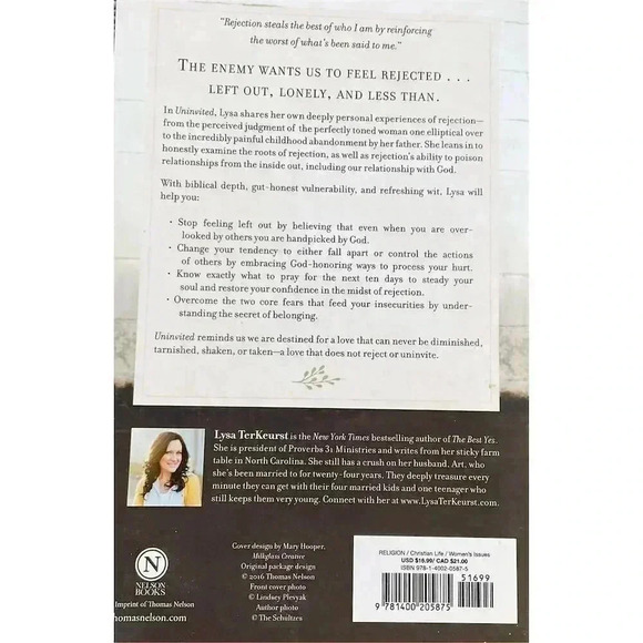 Uninvited by Lysa TerKeurst Paperback Self-Help Christian Bestseller - Picture 2 of 2